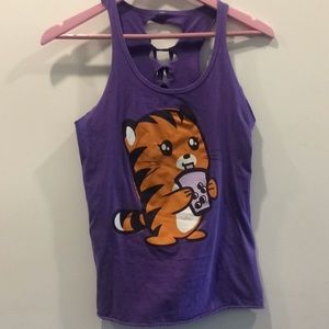 Purple shredded rave tank top XS S